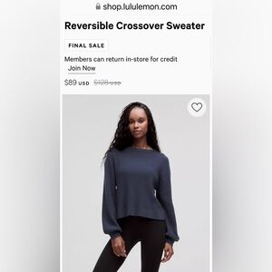 NWT Lululemon reversible crossover sweater size Large